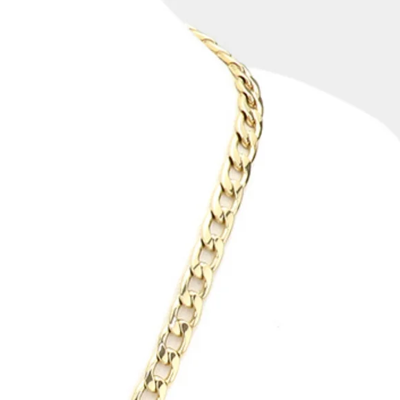 Simple Gold Metal Curb Link Necklace Chain 20 Inch Mens Woman Unisex Jewelry - Picture 4 of 8